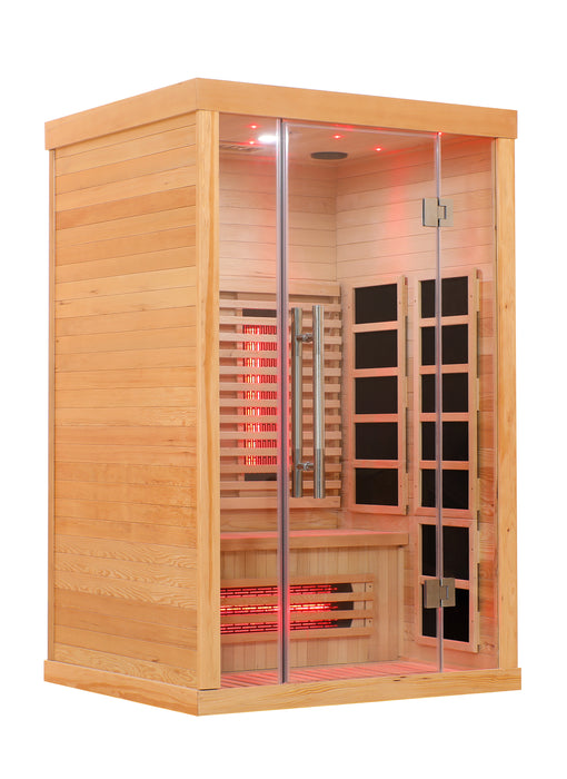 Blisspod | Venetian | Sauna intérieur premium en pruche canadienne à spectre complet, faible EMF, 10 chauffages, chromothérapie, réflexologie - 2 personnes