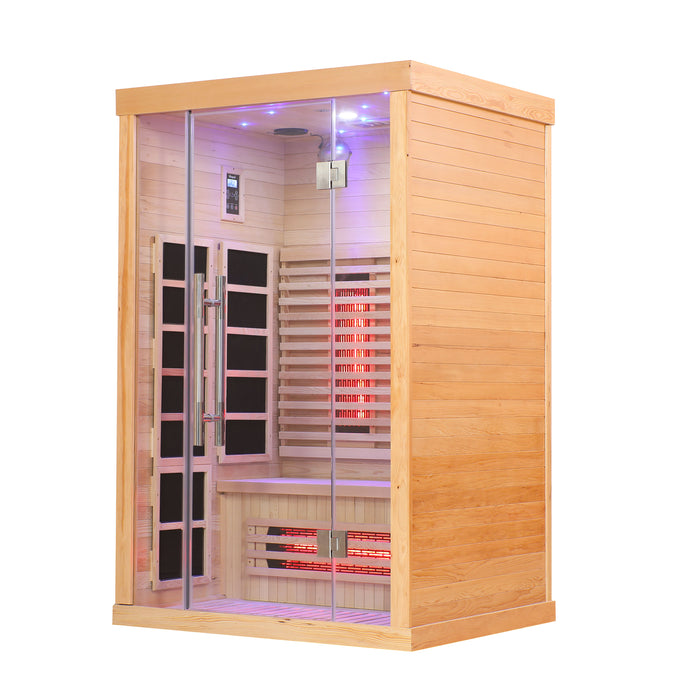 Blisspod | Venetian | Sauna intérieur premium en pruche canadienne à spectre complet, faible EMF, 10 chauffages, chromothérapie, réflexologie - 2 personnes