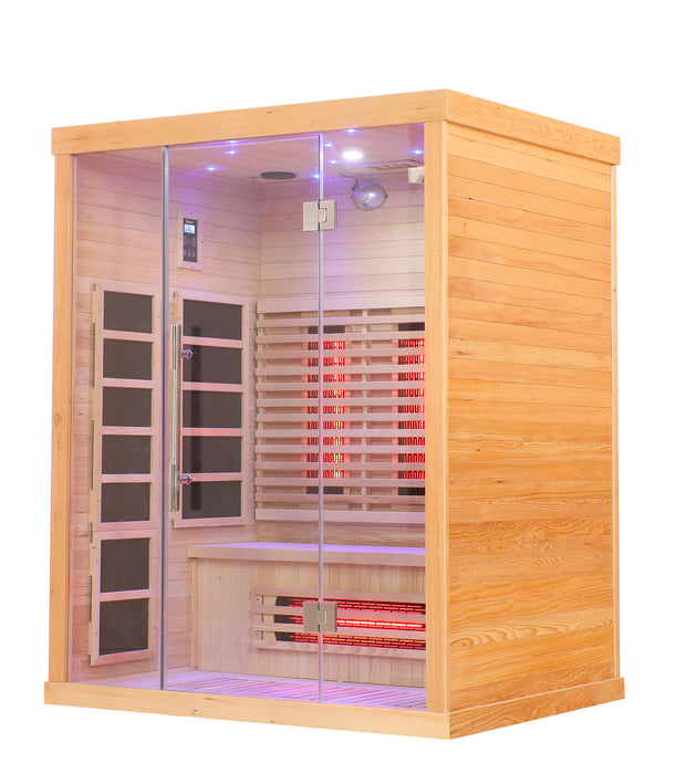Blisspod | Venetian | Sauna intérieur premium en pruche canadienne à spectre complet, ultra faible EMF, 11 chauffages et chromothérapie – 3 personnes