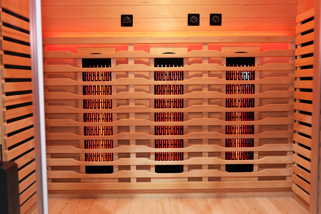 Blisspod | Venetian | Sauna d'intérieur premium en ciguë canadienne à spectre complet, ultra faible EMF | 11 chauffages | réflexologie et chromothérapie | 3 personnes