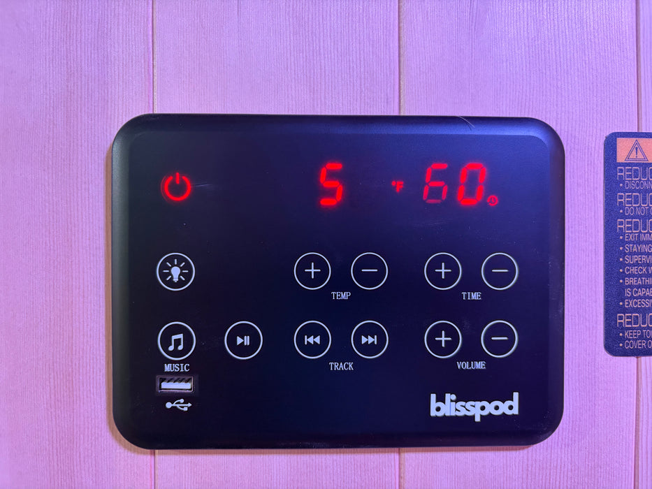 Blisspod | Milano | Full Spectrum Sauna Canadian Hemlock Ultra Low EMF, 6 Far Infrared & Red Glass Heater & Chromotherapy – 2 Person