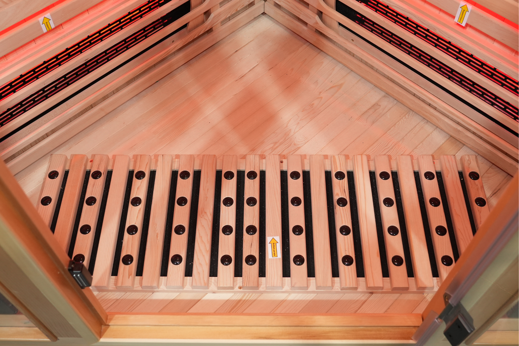 Blisspod | Venetian | Sauna d'intérieur premium en ciguë canadienne à spectre complet, ultra faible EMF | 11 chauffages | réflexologie et chromothérapie | 3 personnes