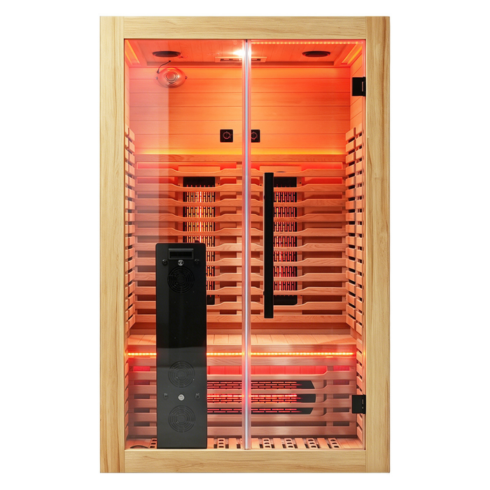 Blisspod | Vénitien | Sauna intérieur premium à spectre complet en hemlock canadien à faible EMF | 10 chauffages | Chromothérapie et réflexologie | 2 personnes