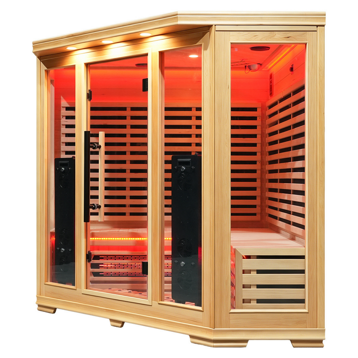 Blisspod | Venetian | Sauna d'intérieur premium en ciguë canadienne à spectre complet, ultra faible EMF | 11 chauffages | réflexologie et chromothérapie | 3 personnes