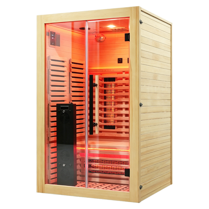 Blisspod | Vénitien | Sauna intérieur premium à spectre complet en hemlock canadien à faible EMF | 10 chauffages | Chromothérapie et réflexologie | 2 personnes