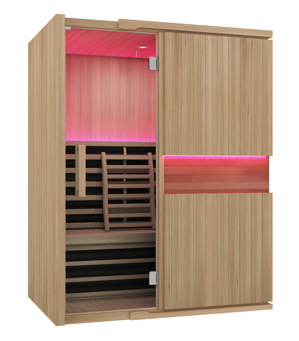 Blisspod, Milano, Full Spectrum Sauna Canadian Hemlock Ultra Low EMF, 7 Far Infrared & Red Glass Heater & Chromotherapy – 3 Person