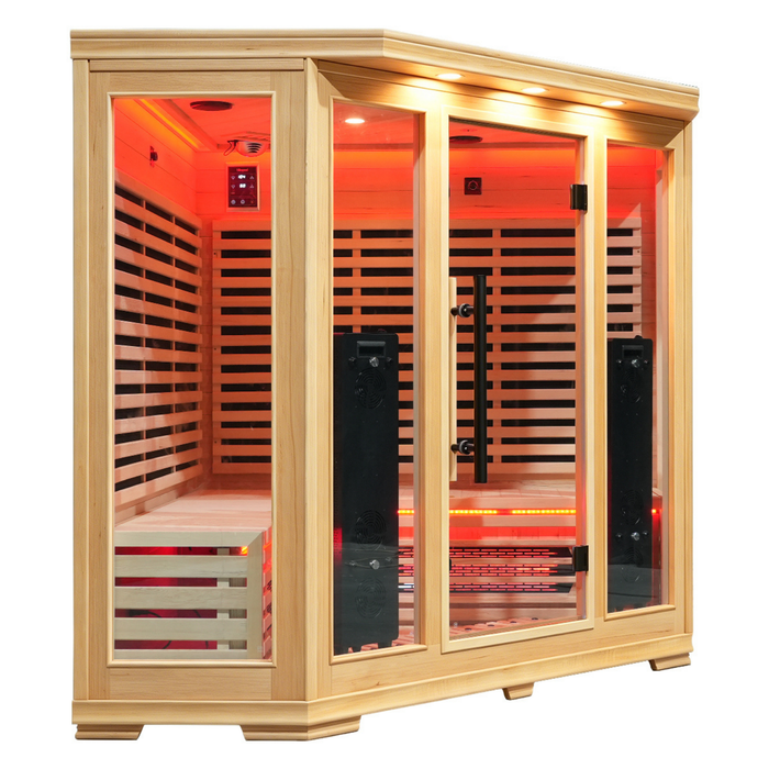 Blisspod | Venetian | Sauna d'intérieur premium en ciguë canadienne à spectre complet, ultra faible EMF | 11 chauffages | réflexologie et chromothérapie | 3 personnes