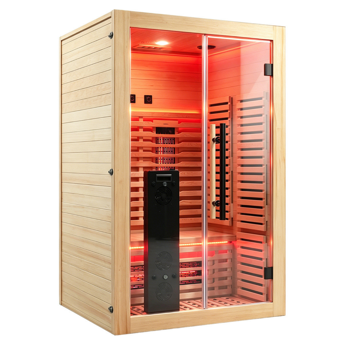 Blisspod | Vénitien | Sauna intérieur premium à spectre complet en hemlock canadien à faible EMF | 10 chauffages | Chromothérapie et réflexologie | 2 personnes