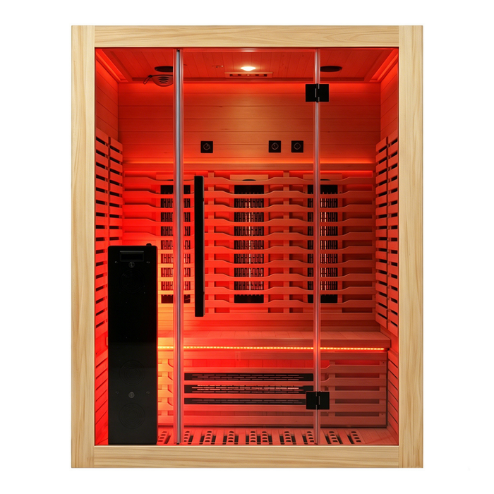 Blisspod | Venetian | Sauna d'intérieur premium en ciguë canadienne à spectre complet, ultra faible EMF | 11 chauffages | réflexologie et chromothérapie | 3 personnes