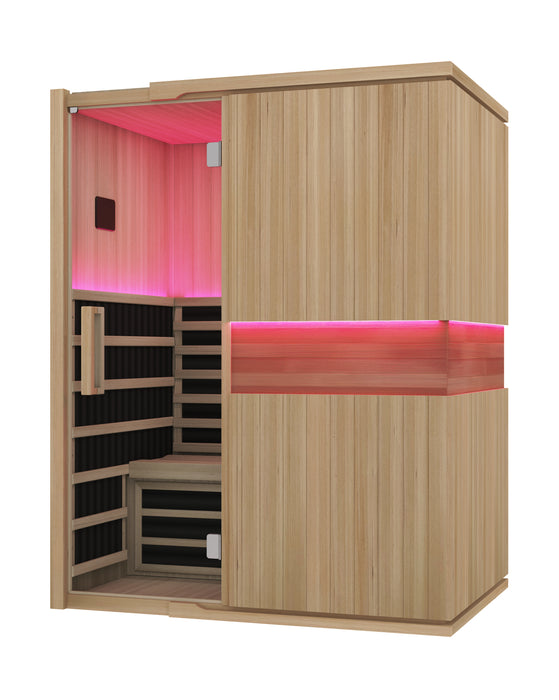 Blisspod, Milano, Full Spectrum Sauna Canadian Hemlock Ultra Low EMF, 7 Far Infrared & Red Glass Heater & Chromotherapy – 3 Person