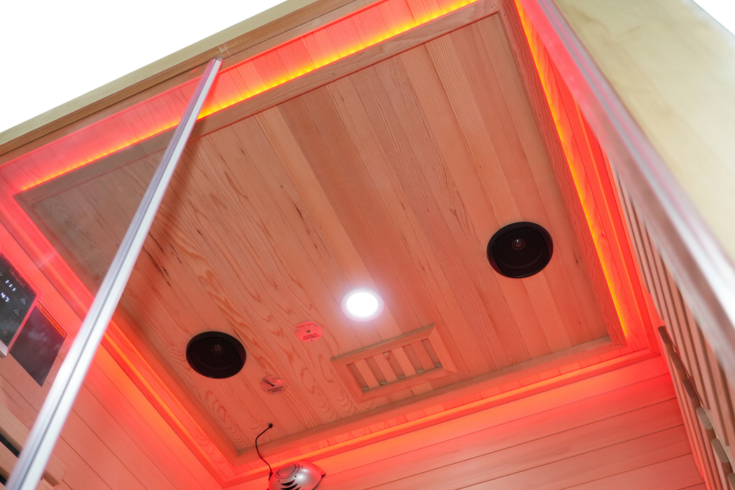 Blisspod | Vénitien | Sauna intérieur premium à spectre complet en hemlock canadien à faible EMF | 10 chauffages | Chromothérapie et réflexologie | 2 personnes