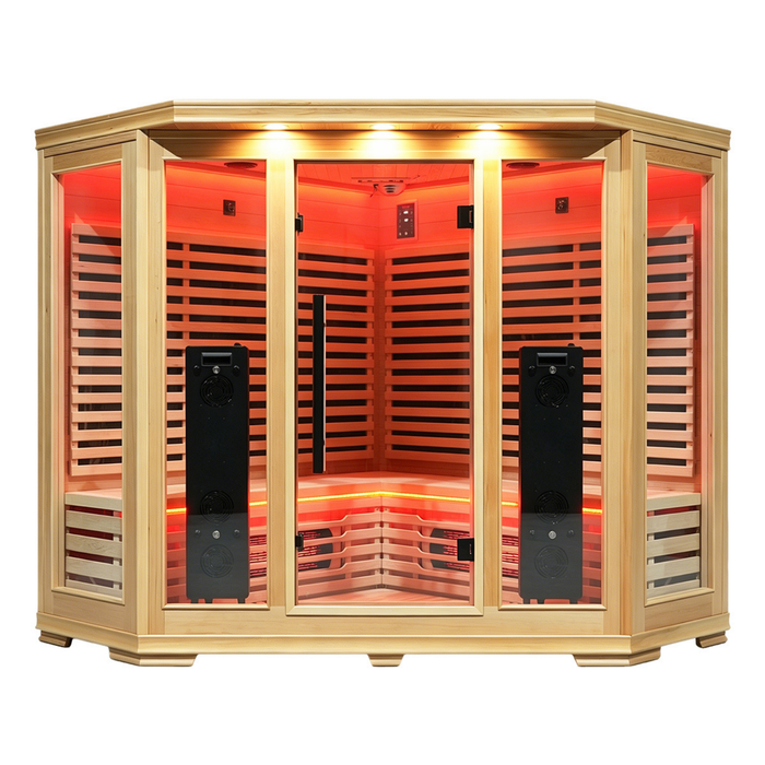 Blisspod | Venetian | Sauna d'intérieur premium en ciguë canadienne à spectre complet, ultra faible EMF | 11 chauffages | réflexologie et chromothérapie | 3 personnes