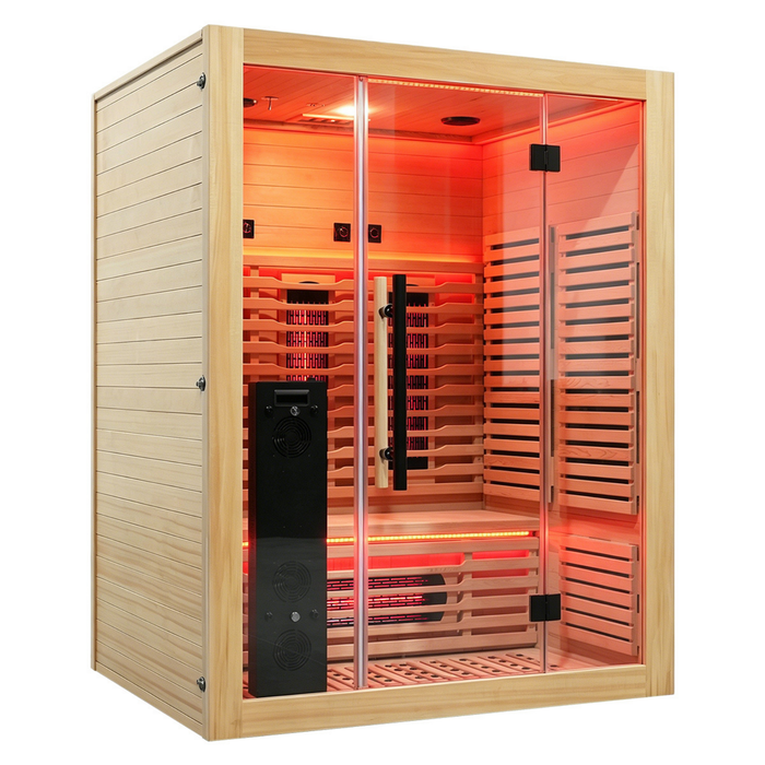 Blisspod | Venetian | Sauna d'intérieur premium en ciguë canadienne à spectre complet, ultra faible EMF | 11 chauffages | réflexologie et chromothérapie | 3 personnes