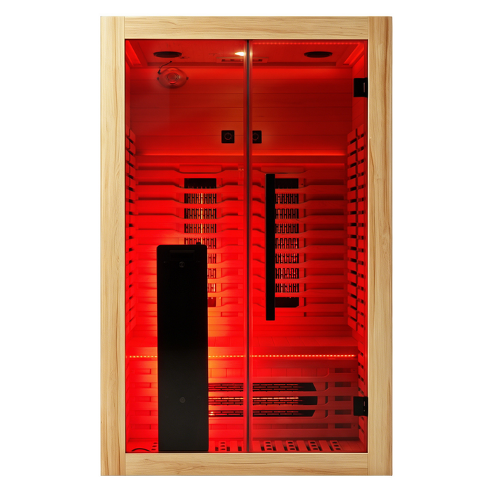 Blisspod | Vénitien | Sauna intérieur premium à spectre complet en hemlock canadien à faible EMF | 10 chauffages | Chromothérapie et réflexologie | 2 personnes