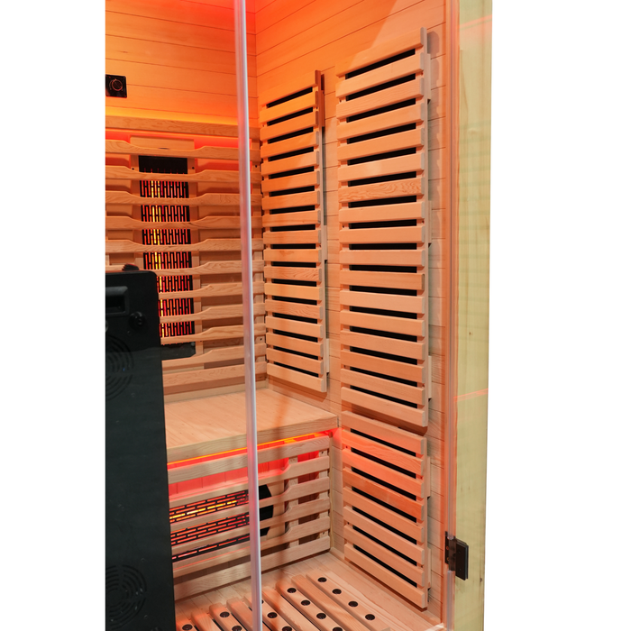 Blisspod | Vénitien | Sauna intérieur premium à spectre complet en hemlock canadien à faible EMF | 10 chauffages | Chromothérapie et réflexologie | 2 personnes