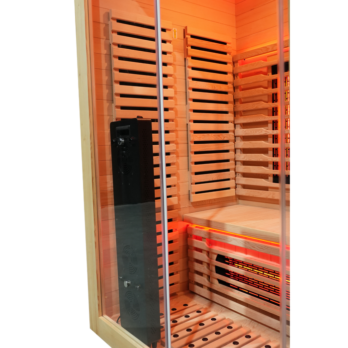 Blisspod | Vénitien | Sauna intérieur premium à spectre complet en hemlock canadien à faible EMF | 10 chauffages | Chromothérapie et réflexologie | 2 personnes