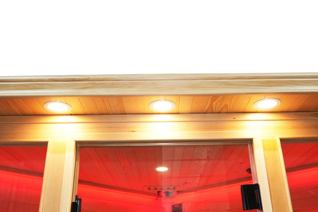 Blisspod | Venetian | Sauna d'intérieur premium en ciguë canadienne à spectre complet, ultra faible EMF | 11 chauffages | réflexologie et chromothérapie | 3 personnes