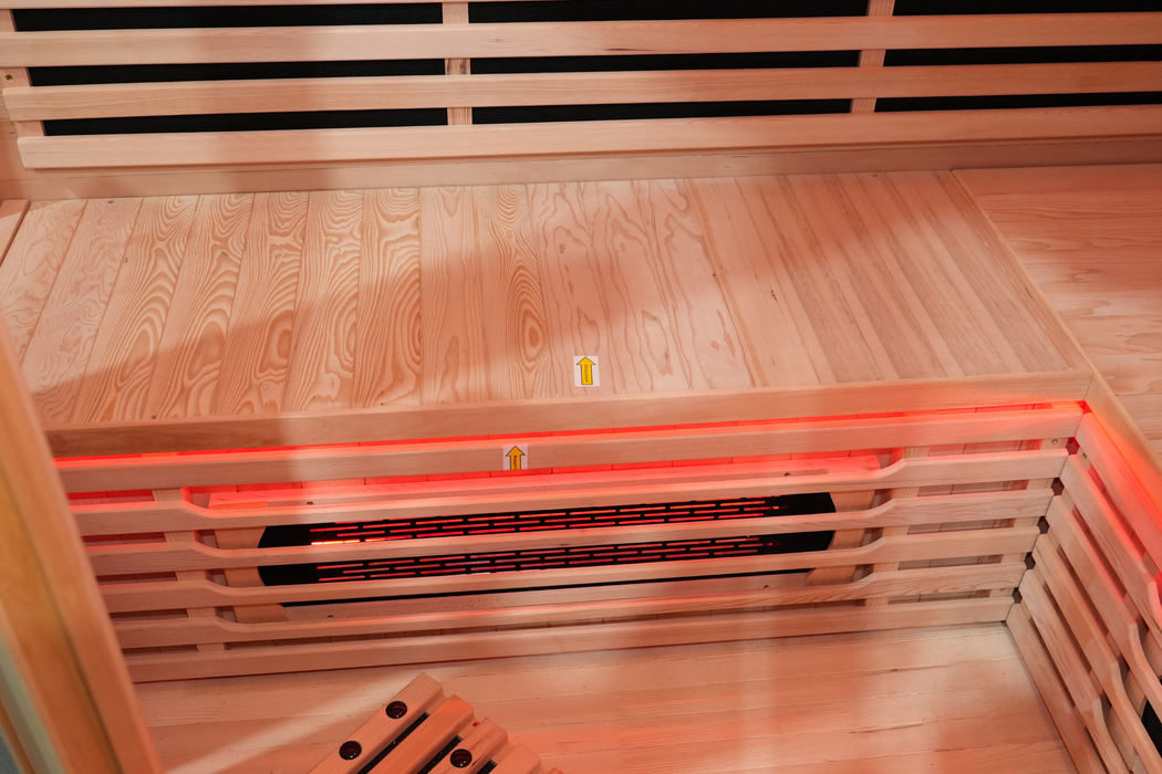 Blisspod | Venetian | Sauna d'intérieur premium en ciguë canadienne à spectre complet, ultra faible EMF | 11 chauffages | réflexologie et chromothérapie | 3 personnes