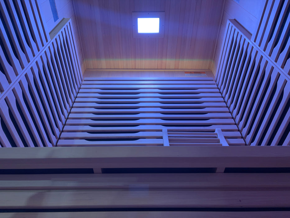 Blisspod | Milano | Full Spectrum Sauna Canadian Hemlock Ultra Low EMF, 6 Far Infrared & Red Glass Heater & Chromotherapy – 2 Person