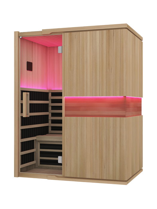 Blisspod, Milano, Full Spectrum Sauna Canadian Hemlock Ultra Low EMF, 7 Far Infrared & Red Glass Heater & Chromotherapy – 3 Person