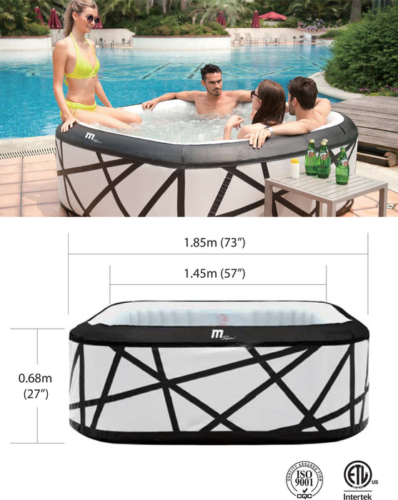 MSPA SOHO, PREMIUM SERIES, Inflatable Hot Tub & Spa, 132 Air Bubble System, One Piece Quick Setup, Square - 6 Persons