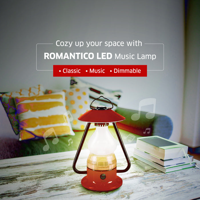 Lampe tout-en-un TRU De-LIGHT ROMANTICO LED, rechargeable, haut-parleur de musique Bluetooth - ROUGE FEU/JAUNE/BLEU AUQA/VERT/NOIR