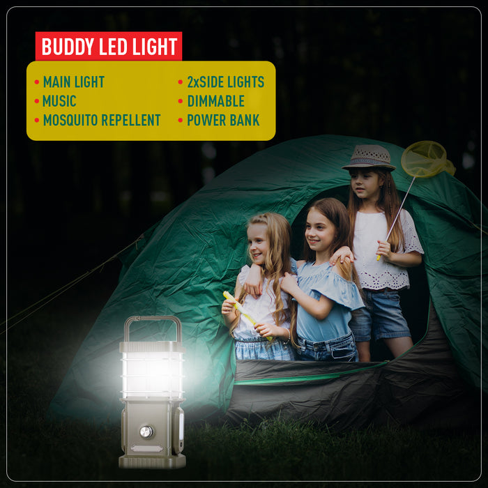 TRU De-LIGHT BUDDY Lampe LED à intensité variable/Power Bank/Haut-parleur Bluetooth/Lampes latérales indépendantes - Musique/Décoration - Tout-en-un
