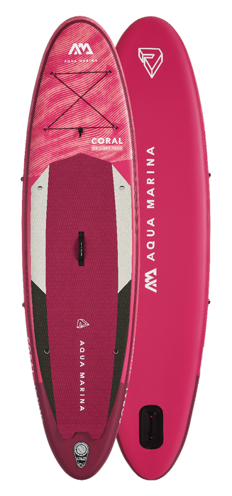 Aqua Marina Stand Up Paddle Board - CORAL 10'2"- Ensemble de SUP gonflable comprenant un sac de transport, une pagaie, une aileron, une pompe et un harnais de sécurité
