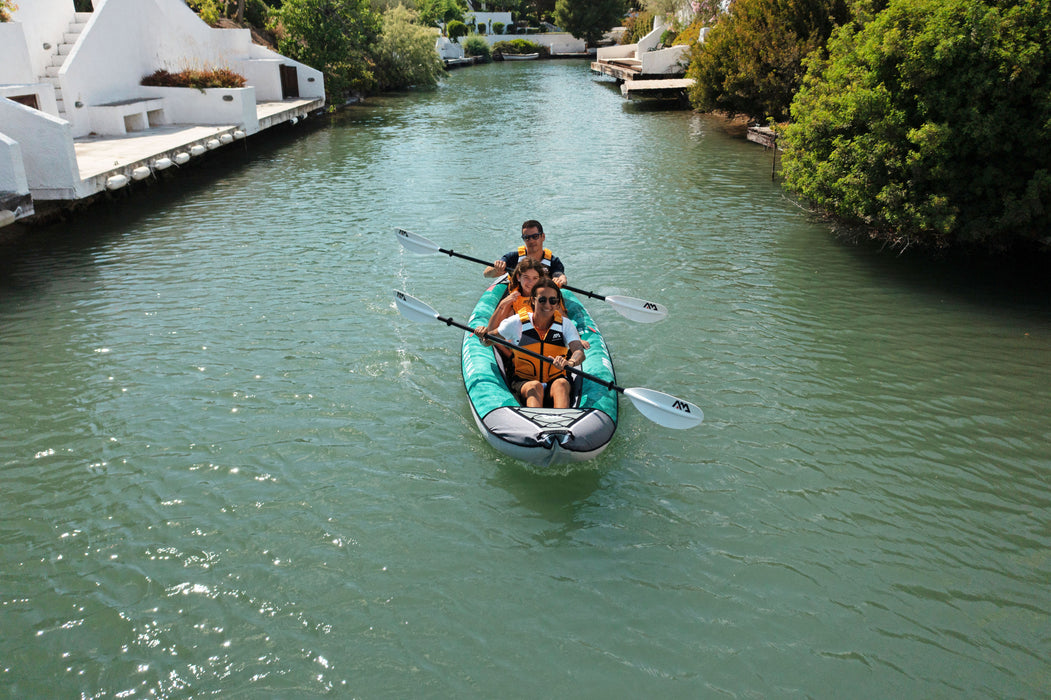 Aqua Marina, 3 personnes, KAYAK RÉCRÉATIF - LAXO 12'6"- Ensemble KAYAK gonflable comprenant sac de transport, pagaie, aileron, pompe et siège de kayak