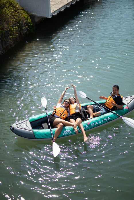 Aqua Marina, 3 personnes, KAYAK RÉCRÉATIF - LAXO 12'6"- Ensemble KAYAK gonflable comprenant sac de transport, pagaie, aileron, pompe et siège de kayak