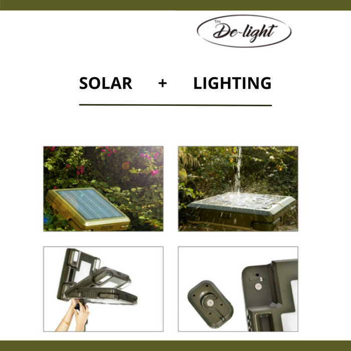 TRU De-LIGHT WHITENIGHT Multipurpose LED Solar / AC / DC - Garden, Camping Main Light + 4 Independent Detachable Multi Mode Side Lights / Tripod + Carrying Bag